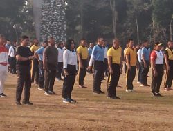 Komandan Lanal Bandung Beserta Prajurit Ikuti Apel Olahraga Bersama TNI-Polri Wilayah Gartap II/Bandung