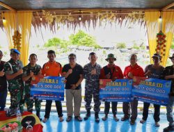 Meriahkan HUT Ke-78 TNI AL, Pos TNI AL Sigli Lanal Lhokseumawe Gelar Lomba Perahu Dayung Tradisional
