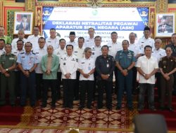 Pasminlog Lanal Palembang Hadiri Deklarasi Netralitas Pegawai ASN Menjelang Pelaksanaan Pemilu Tahun 2024