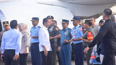 Danlantamal VI Sambut Kedatangan Presiden RI Kunker di Provinsi Sulsel