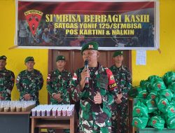 Satgas Yonif 125/SMB Berbagi Kasih di Minggu Penuh Berkat